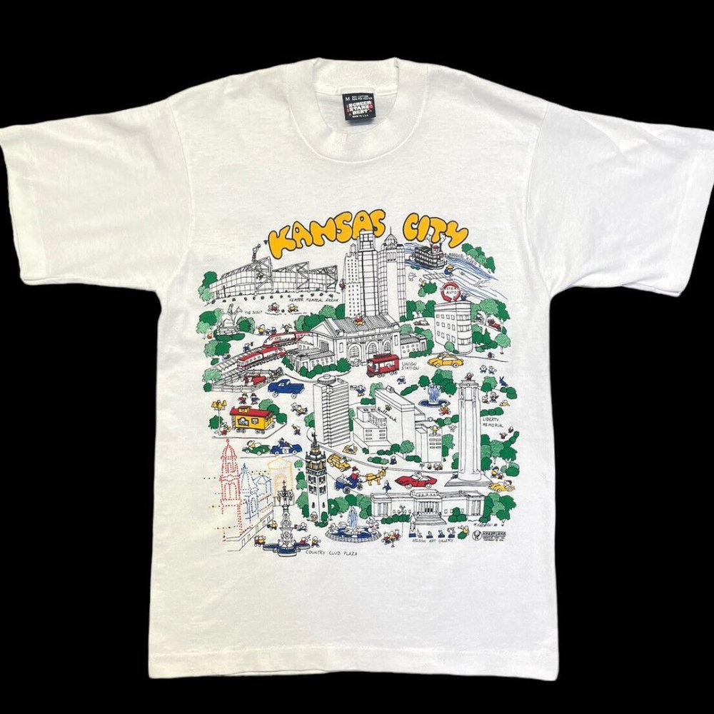 Vintage Kansas City T-Shirt Sz M Single Stitch Barb McClain Cartoon Art